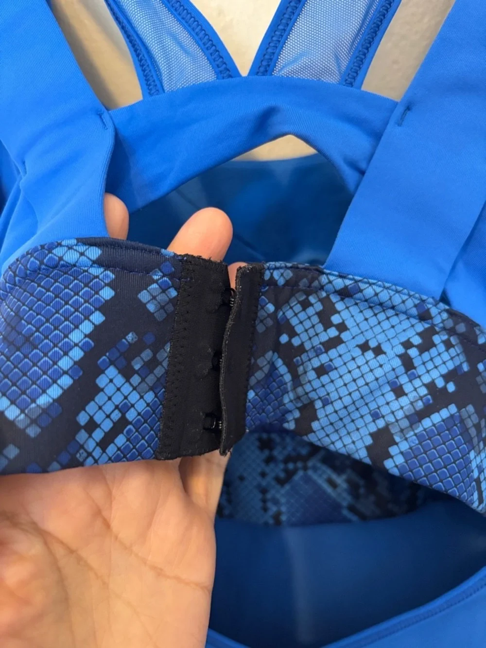 lululemon athletica Cobalt Blue Tank with Patterned Bra Insert
